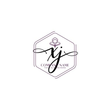 Çiçek ve Min ile Modern El Yazısı XJ İlk Logo Şablonları