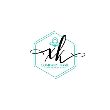 Çiçek ve Min ile Modern El Yazısı XK İlk Logo Şablonları