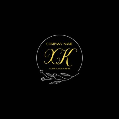 Çiçek ve Lüks Acc ile el yazısıyla XK İlk Logo Şablonları