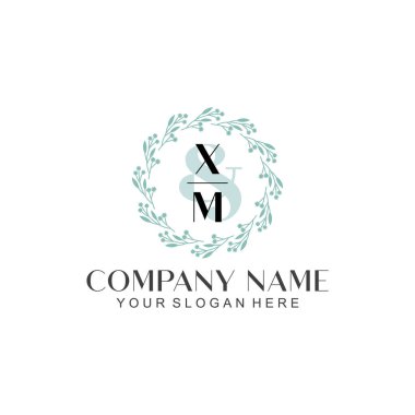 El yazısıyla XM Baş harfleriyle Çiçek Monogram Logosu Ayarları