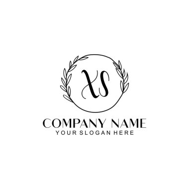El yazısı XS Baş harfleriyle Çiçek Monogram Logosu Ayarları