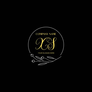 Çiçek ve Lüks Acc ile el yazısıyla XS İlk Logo Şablonları