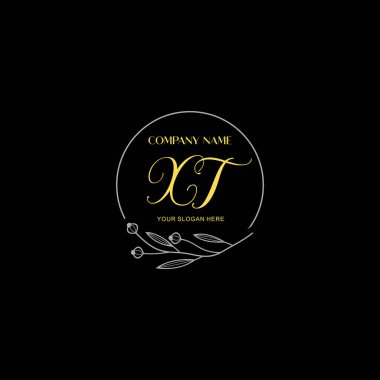 Çiçek ve Lüks Acc ile el yazısıyla XT İlk Logo Şablonları