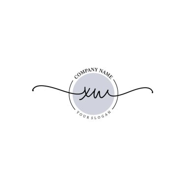 Çiçek ve Min ile Modern El Yazısı XU İlk Logo Şablonları