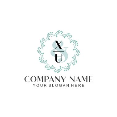El yazısıyla XU Baş harfleriyle Çiçek Monogram Logosu Ayarları