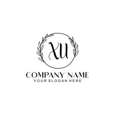 El yazısıyla XU Baş harfleriyle Çiçek Monogram Logosu Ayarları