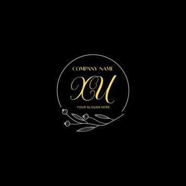 Çiçek ve Lüks Acc ile el yazısıyla XU İlk Logo Şablonları