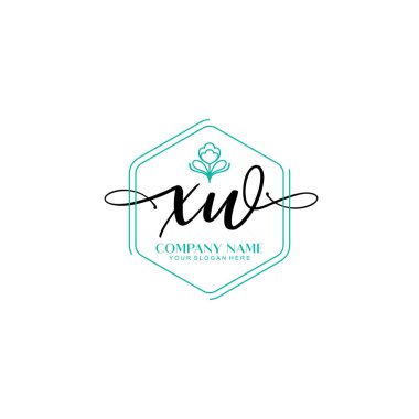 Çiçek ve Min ile Modern El Yazısı XW İlk Logo Şablonları