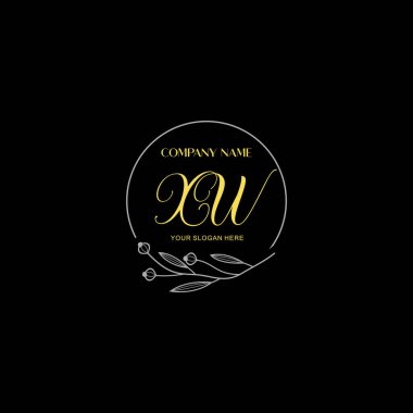 Çiçek ve Lüks Acc ile el yazısıyla XW İlk Logo Şablonları