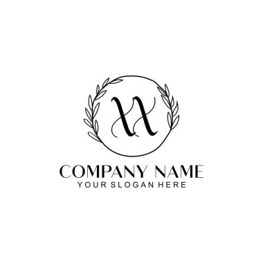 El yazısı XX Baş harfleriyle Çiçek Monogram Logosu Ayarları