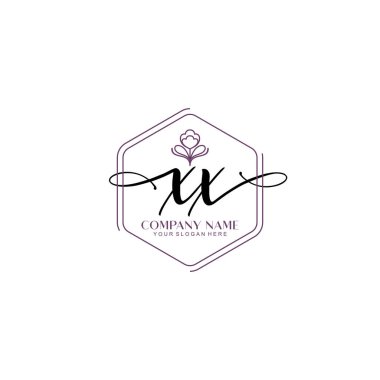 Çiçek ve Min ile Modern El Yazısı XX İlk Logo Şablonları