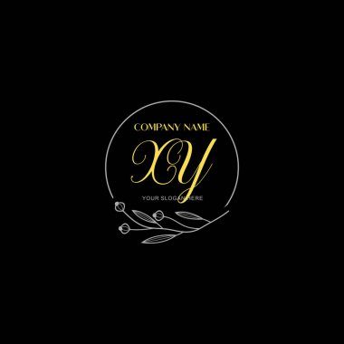 Çiçek ve Lüks Acc ile el yazısıyla XY İlk Logo Şablonları