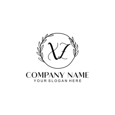 El yazısıyla XZ Baş harfleriyle Çiçek Monogram Logosu Ayarları