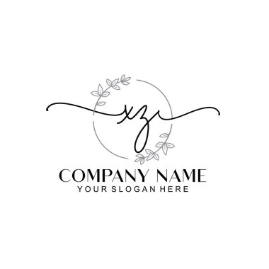 Çiçek ve Min ile Modern El Yazısı XZ İlk Logo Şablonları