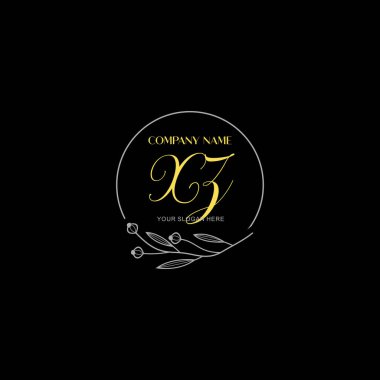 Çiçek ve Lüks Acc ile el yazısıyla XZ İlk Logo Şablonları