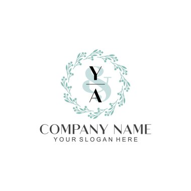 El yazısı YA Baş harfleriyle Çiçek Monogram Logosu Ayarları