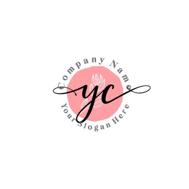 Çiçek ve Min ile Modern El Yazısı YC İlk Logo Şablonları