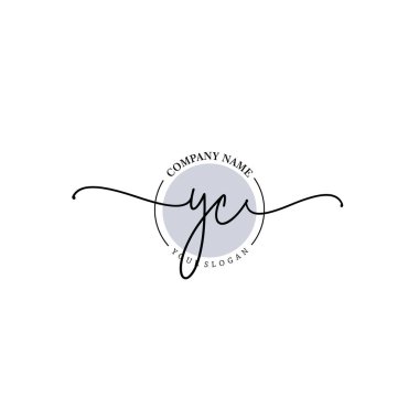Çiçek ve Min ile Modern El Yazısı YC İlk Logo Şablonları