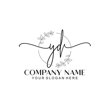 Çiçek ve Min ile Modern El Yazısı YD İlk Logo Şablonları