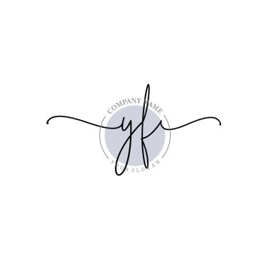 Çiçek ve Min ile Modern El Yazısı YF İlk Logo Şablonları