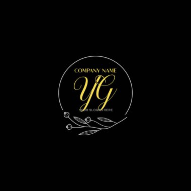 Çiçek ve Lüks Acc ile El Yazısı YG İlk Logo Şablonları
