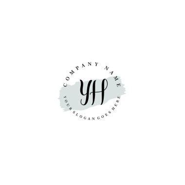 El Yazısı YH Baş harfli Çiçek Monogram Logosu
