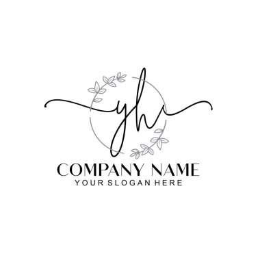 Çiçek ve Min ile Modern El Yazısı YH İlk Logo Şablonları