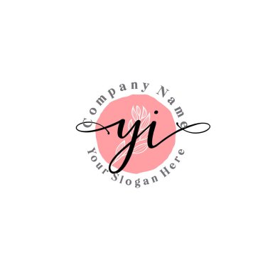 Çiçek ve Min ile Modern El Yazısı YI İlk Logo Şablonları