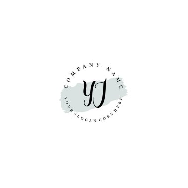 El yazısı YJ baş harfleriyle Çiçek Monogram Logosu Ayarları