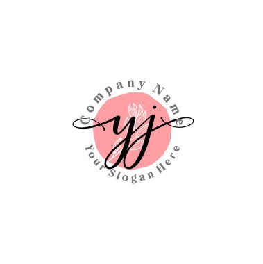 Çiçek ve Min ile Modern El Yazısı YJ İlk Logo Şablonları