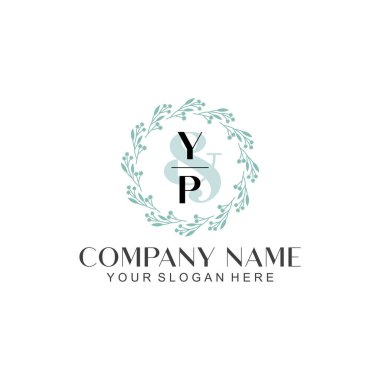 El yazısı YP Baş harfleriyle Çiçek Monogram Logosu Ayarları