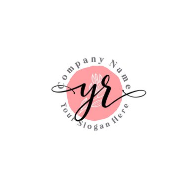 Çiçek ve Min ile Modern El Yazısı YR İlk Logo Şablonları