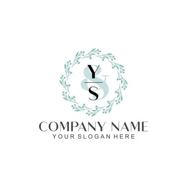 El yazısı YS Baş harfleriyle Çiçek Monogram Logosu Ayarları