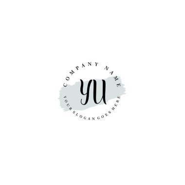 El yazısı YU harfleriyle Çiçek Monogram Logosu Seti
