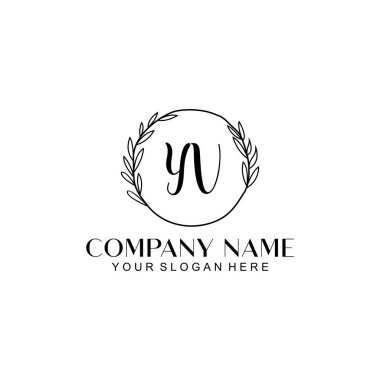 El yazısı YV harfli Çiçek Monogram Logosu Seti