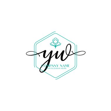 Çiçek ve Min ile Modern El Yazısı YW İlk Logo Şablonları