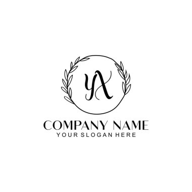 El yazısı YX Baş harfleriyle Çiçek Monogram Logosu Ayarları