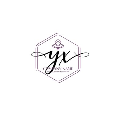 Çiçek ve Min ile Modern El Yazısı YX İlk Logo Şablonları