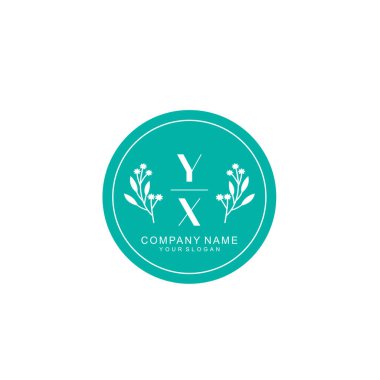 El yazısı YX Baş harfleriyle Çiçek Monogram Logosu Ayarları