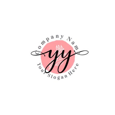 Çiçek ve Min ile Modern El Yazısı YY İlk Logo Şablonları