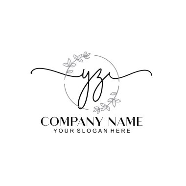 Çiçek ve Min ile Modern El Yazısı YZ İlk Logo Şablonları