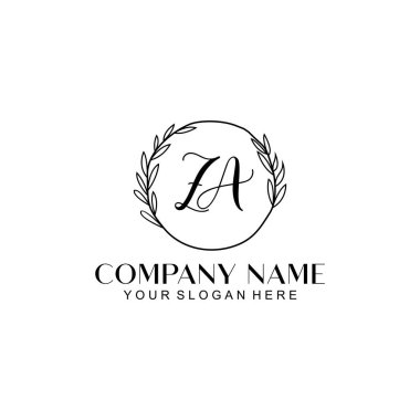 El yazısı ZA Baş harfleriyle Çiçek Monogram Logosu Ayarları