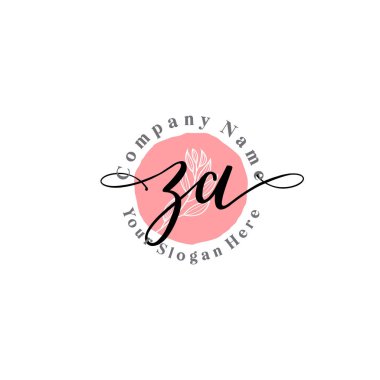 Çiçek ve Min ile Modern El Yazısı ZA İlk Logo Şablonları
