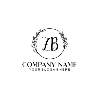 El yazısıyla ZB harfleriyle Çiçek Monogram Logosu Ayarları