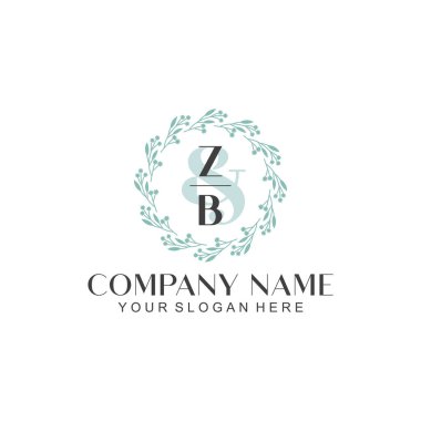 El yazısıyla ZB harfleriyle Çiçek Monogram Logosu Ayarları