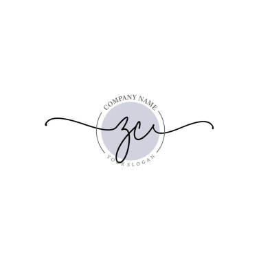 Çiçek ve Min ile Modern El Yazısı ZC İlk Logo Şablonları
