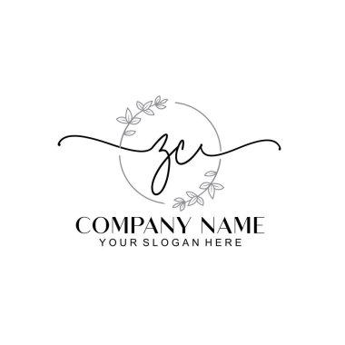 Çiçek ve Min ile Modern El Yazısı ZC İlk Logo Şablonları