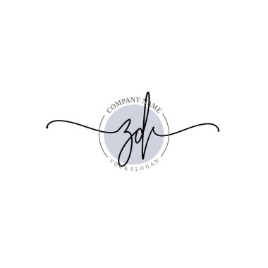 Çiçek ve Min ile Modern El Yazısı ZD İlk Logo Şablonları