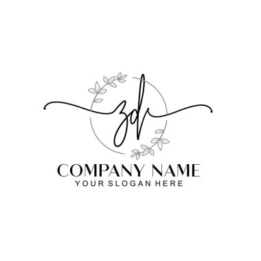 Çiçek ve Min ile Modern El Yazısı ZD İlk Logo Şablonları