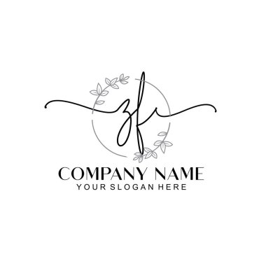Çiçek ve Min ile Modern El Yazısı ZF İlk Logo Şablonları